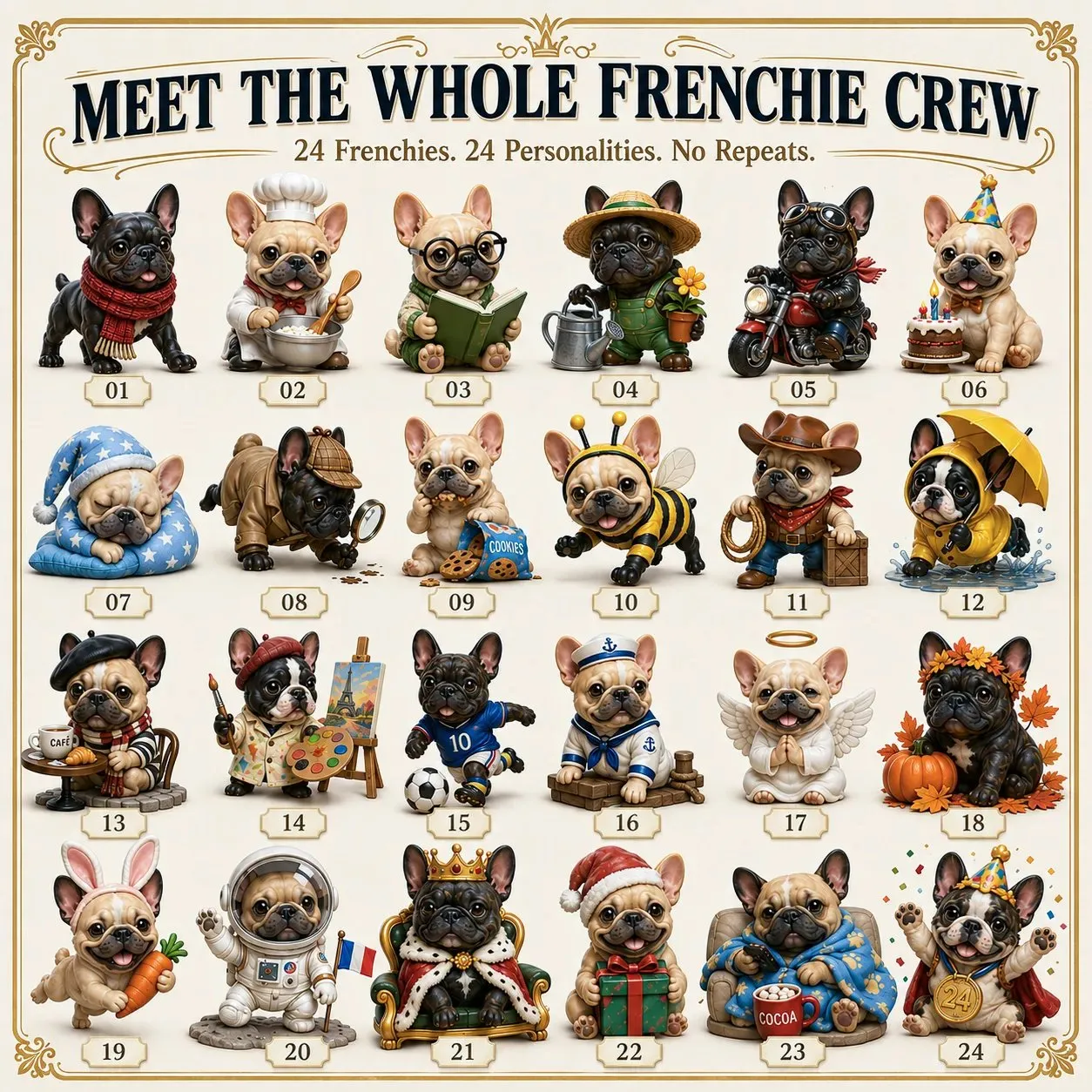 French bulldog figurine collection