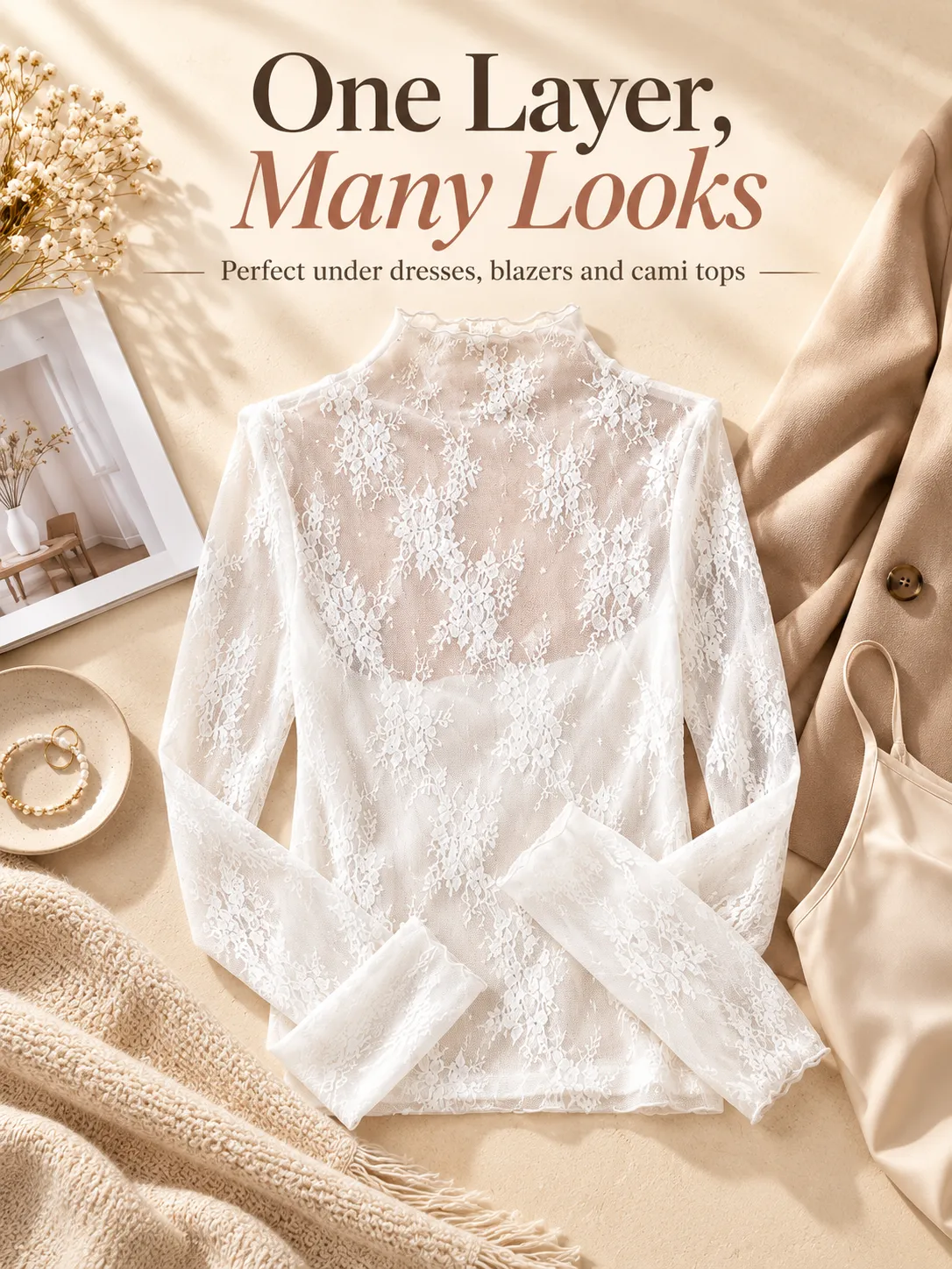 Different ways to style floral lace mesh layering tops