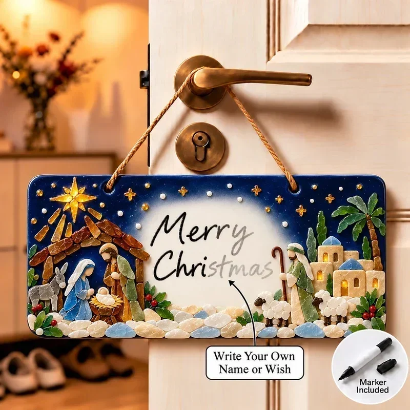 Bethlehem Holy Night sea glass Christmas sign style