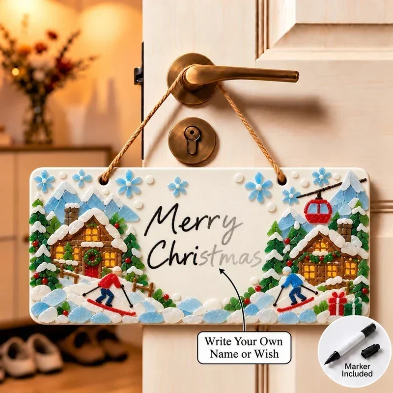 Snowy Christmas Lod sea glass Christmas sign style