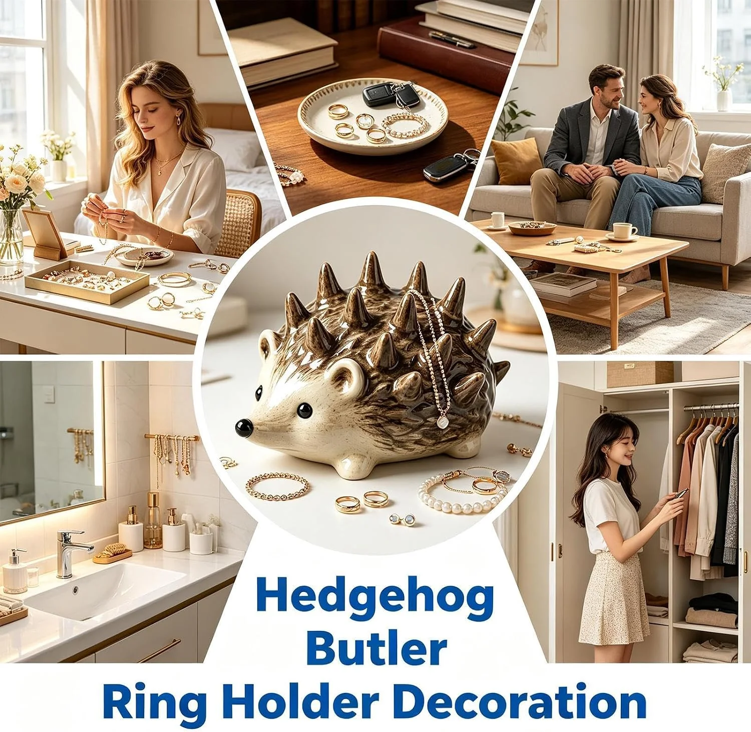 Close-up detail of the hedgehog organizer design