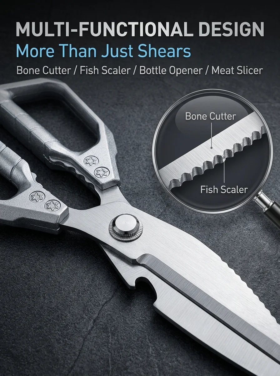 Kitchen shears multifunction blade details