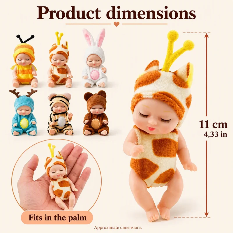 Mini Baby Dolls in Animal Outfits – Compact and portable
