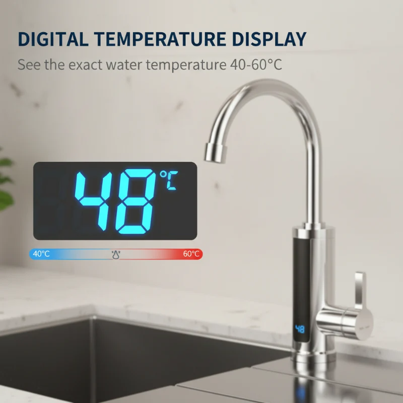 Electric Instant-Heating Faucet – Temperature display