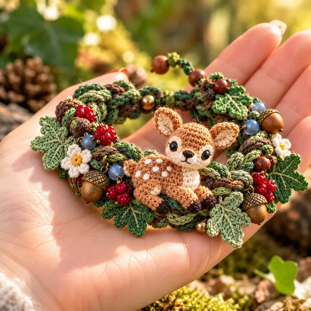 Little Fawn woodland crochet bracelet