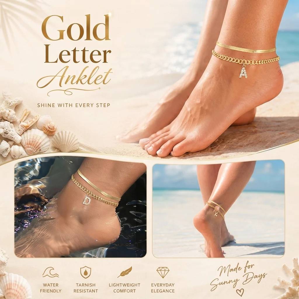 Personalized cubic zirconia initial anklet