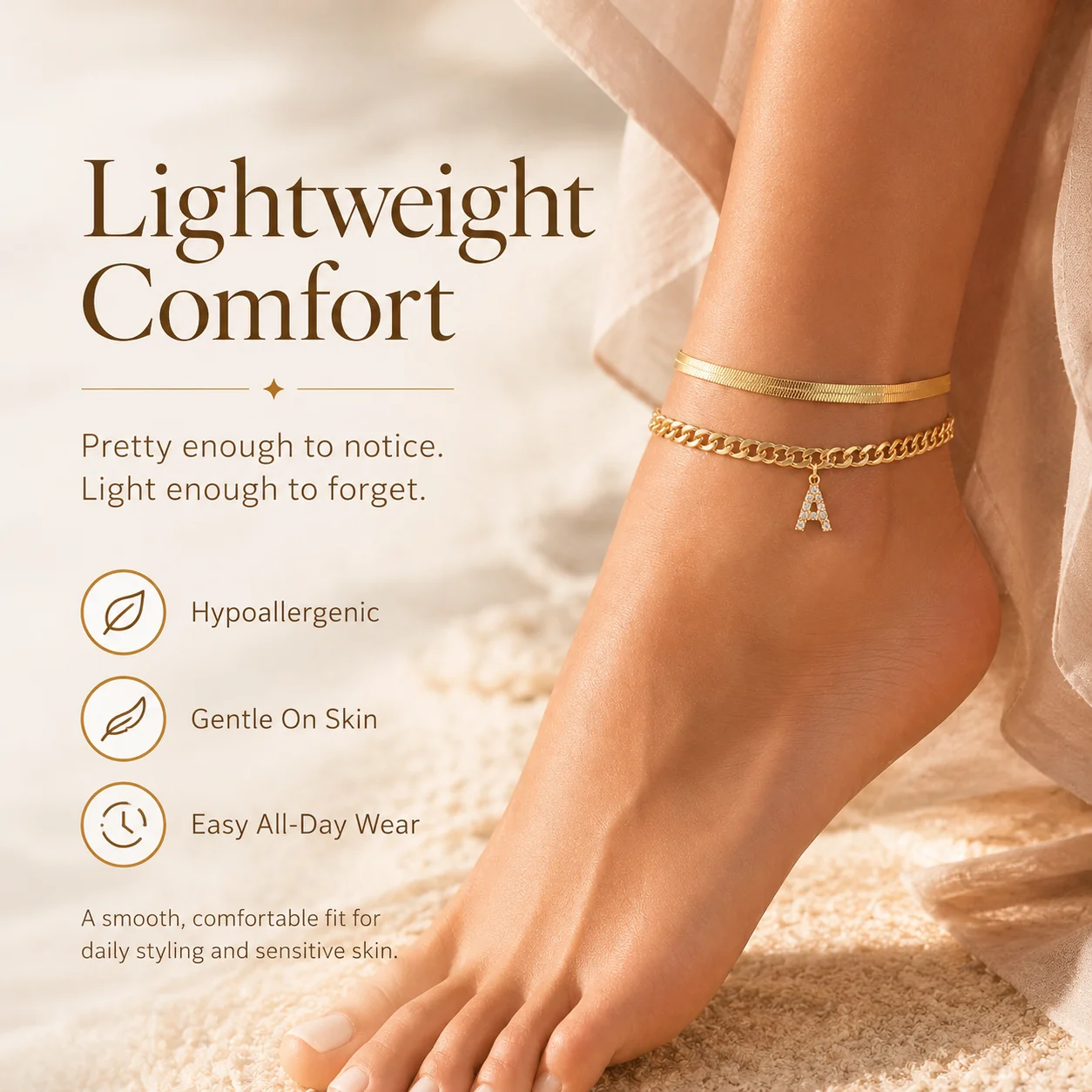 Lightweight personalized anklet set