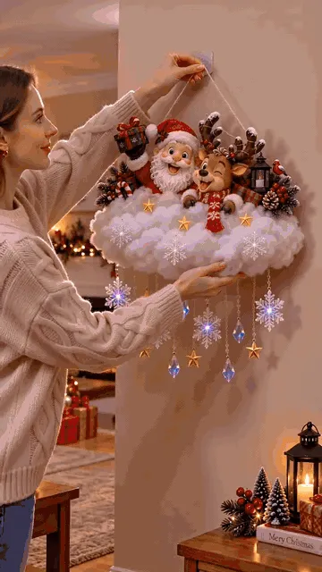 Christmas cloud light installation and illumination demonstration