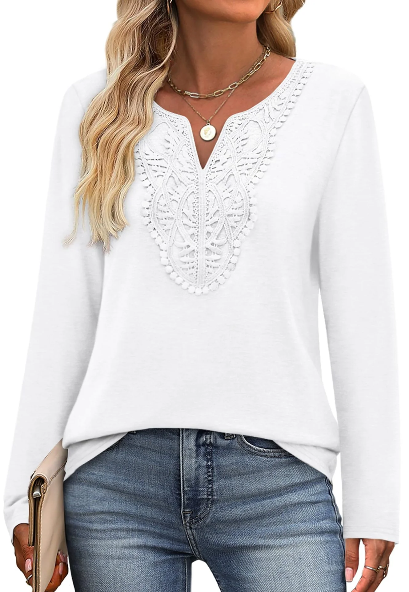 White Bohemian V-Neck Blouse