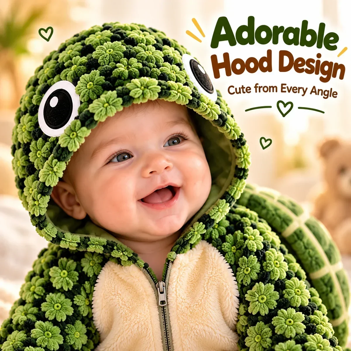 Turtle character hood details