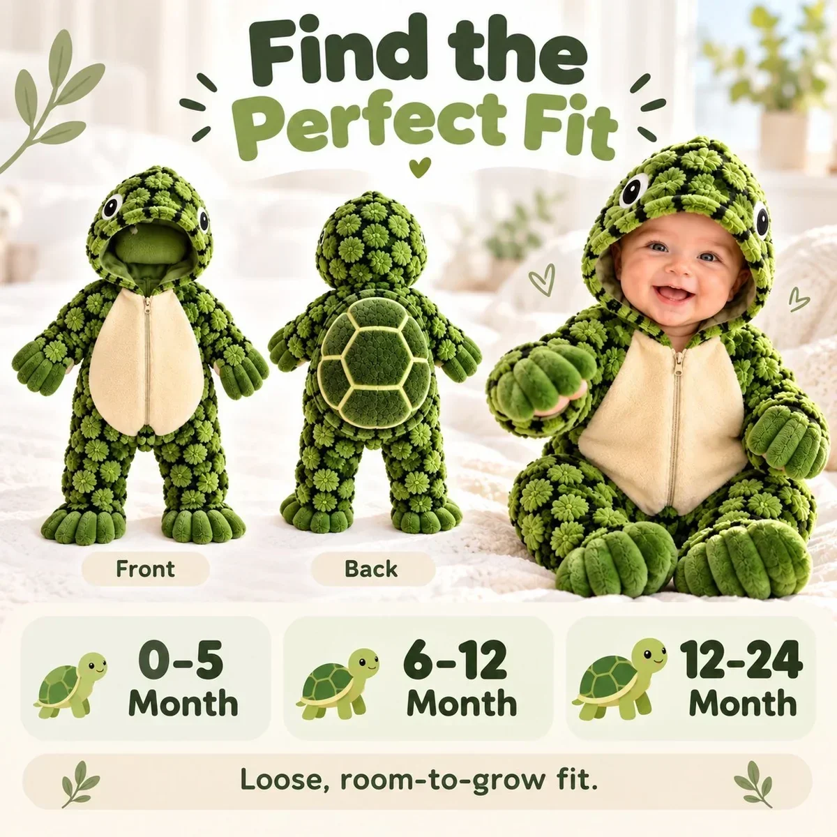 Turtle onesie size information