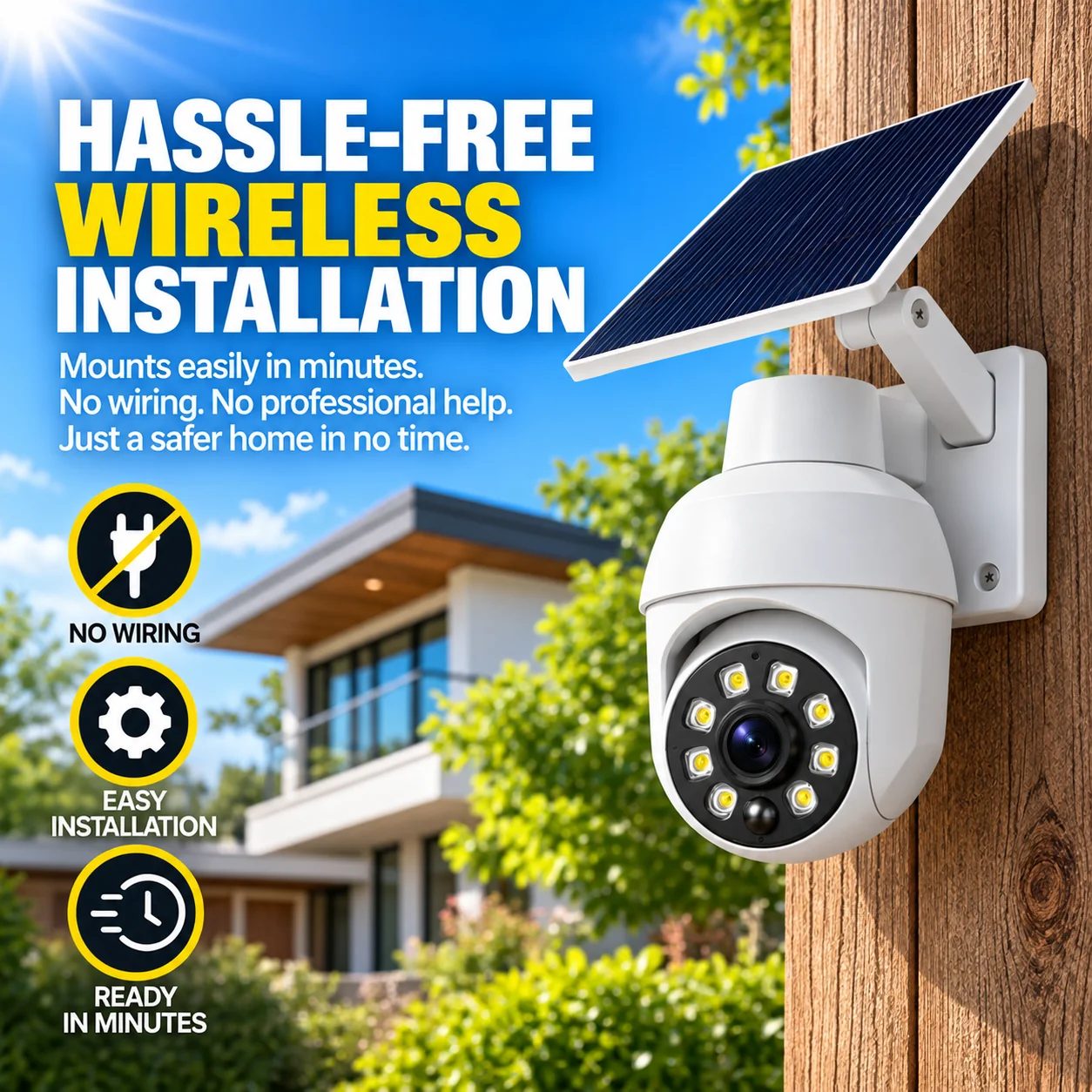 Solar powered motion sensor security-style wall light