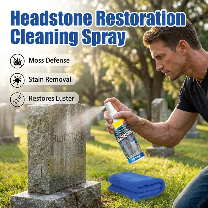 Headstone restoration and cleaning spray