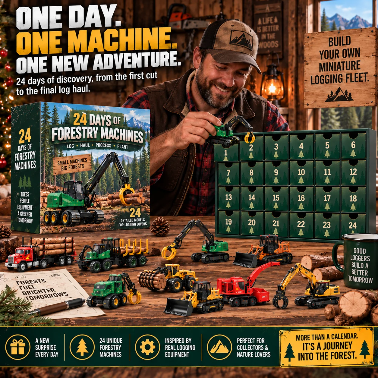 Opening a 24 day forestry machinery advent calendar