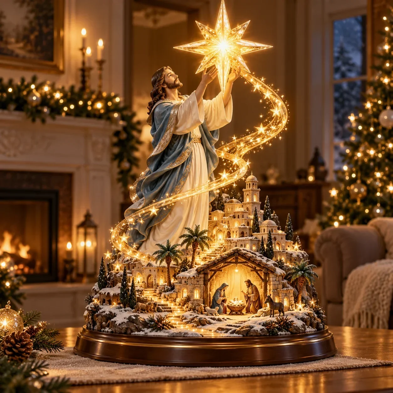 Bethlehem Star of Hope illuminated Nativity Christmas centerpiece