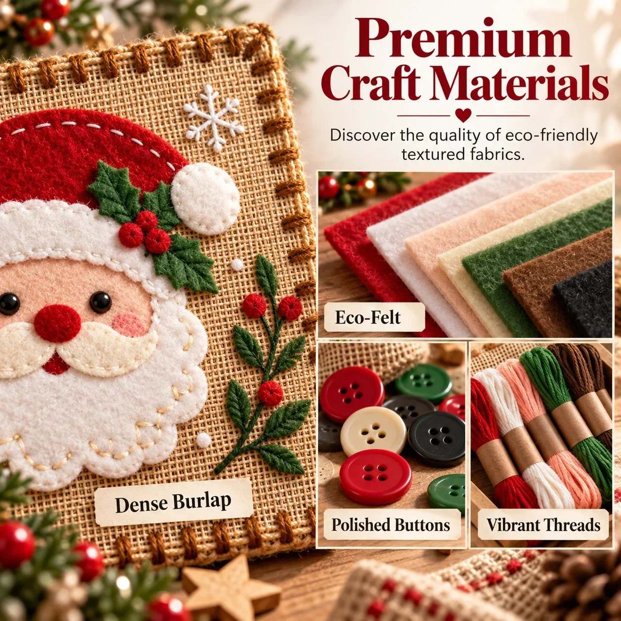 Christmas button embroidery ornament making