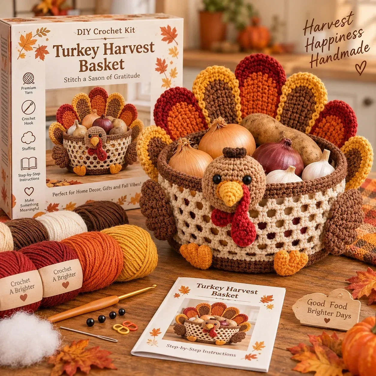 Turkey Harvest Basket Crochet DIY Kit