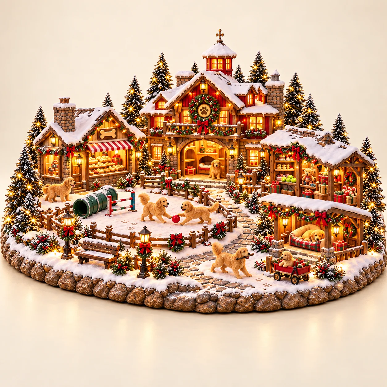 Complete Golden Retriever Christmas Village
