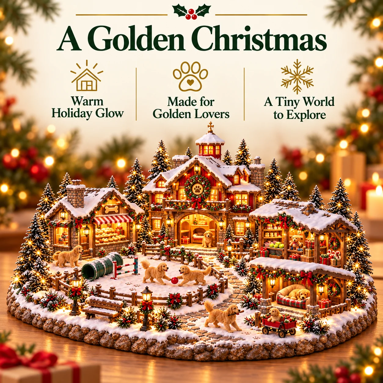 Golden Retriever Christmas Village details