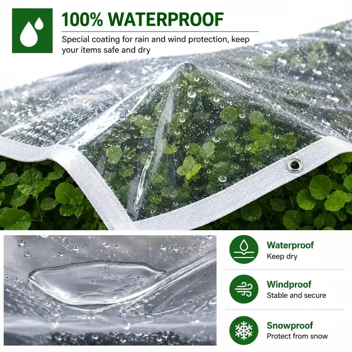 Outdoor plants under clear weather cover