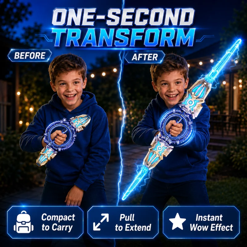 compact to extended double blade LED toy