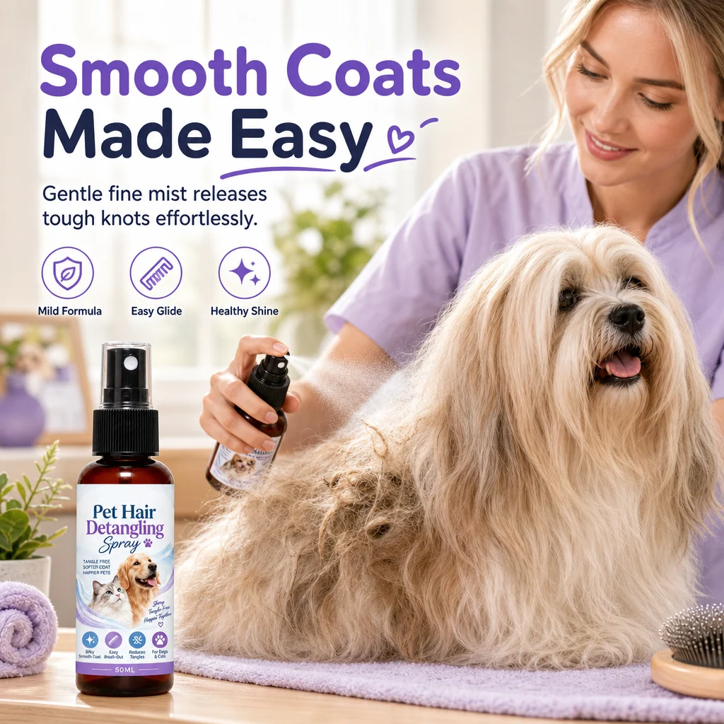 Pet detangling and grooming spray – supports gentle combing