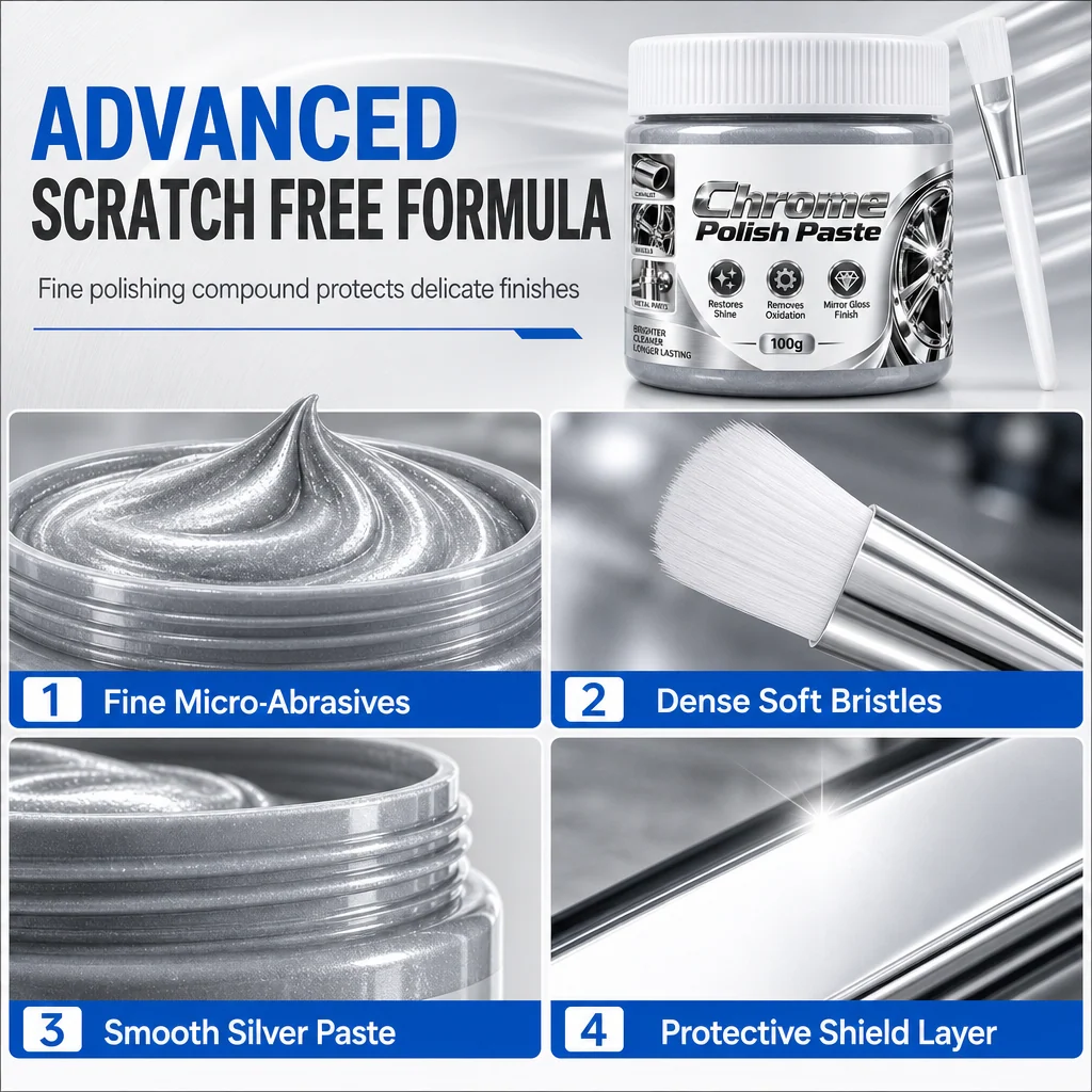 ✨ Metal & Chrome Polish Restorer Paste with Brush – 100 g