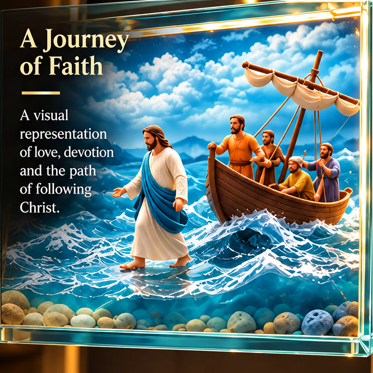 Illuminated Story of Jesus cross displayed inside a home