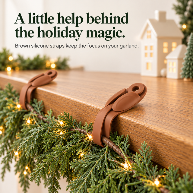 Full cedar garland arranged with several discreet brown silicone straps