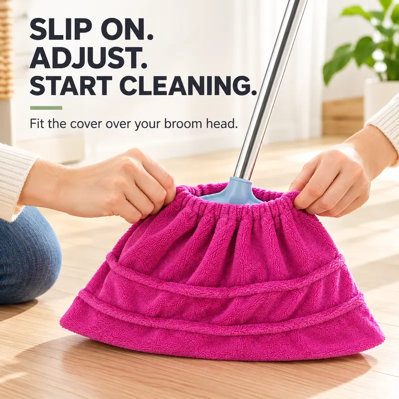 Easy to install broom head cover