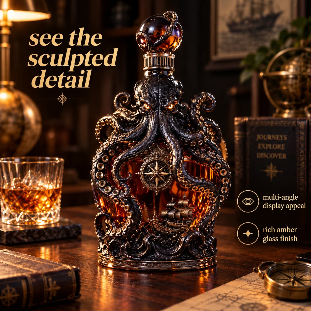 Legendary Kraken whiskey decanter