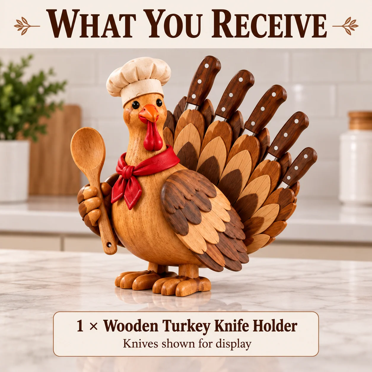 What you receive wooden turkey knife holder
