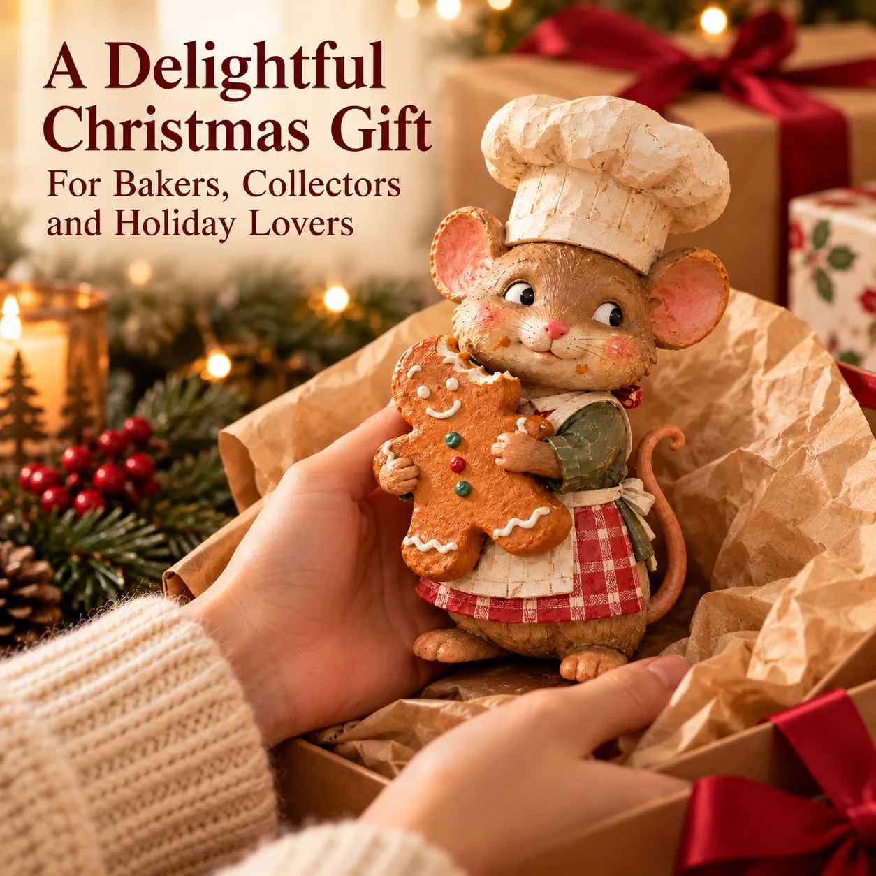 Christmas mouse baker decorative figurine