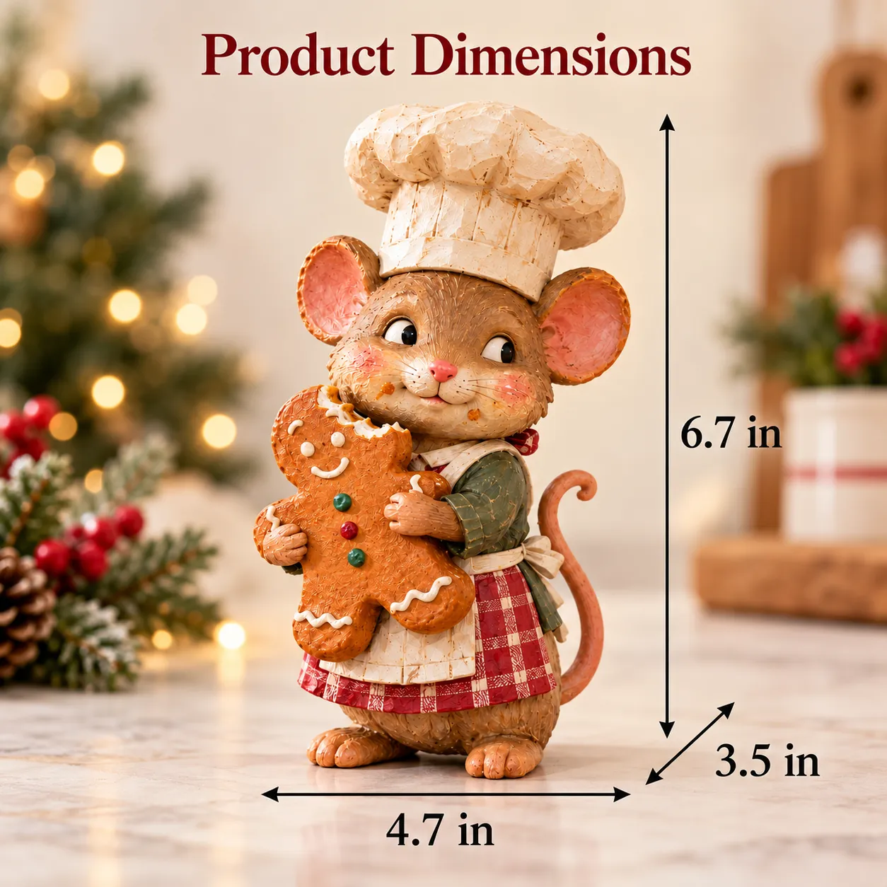 Festive gingerbread mouse figurine for holiday decorating