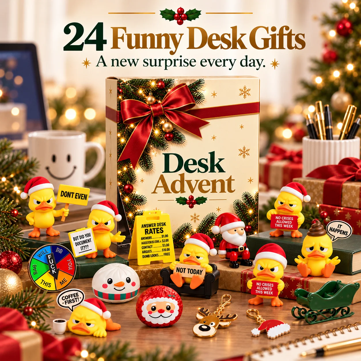 Desk Christmas Advent Calendar with 24 holiday surprises