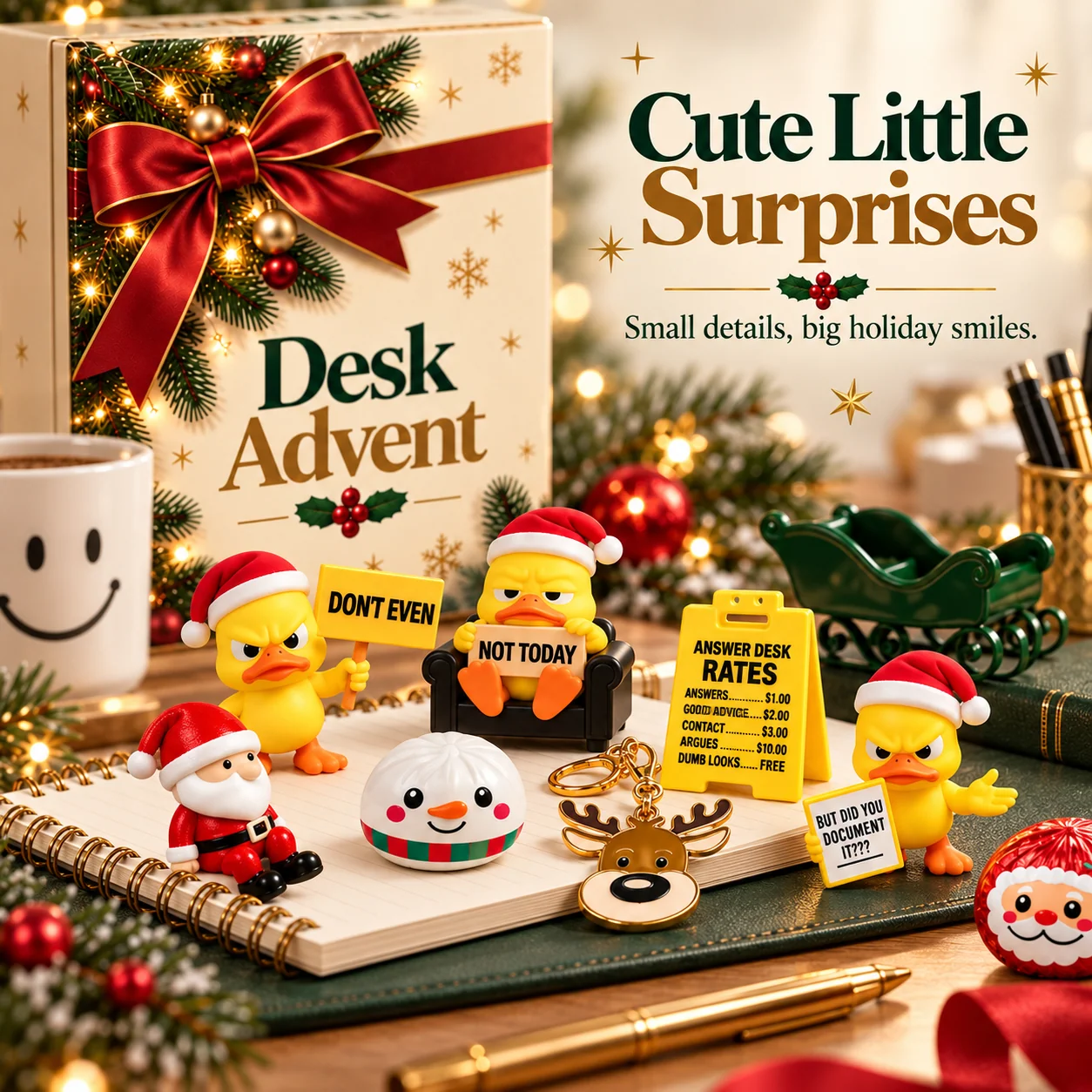 Christmas countdown calendar office desk surprise collection