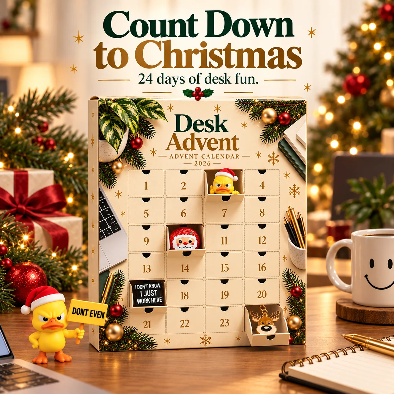 Playful mini duck and Christmas desk decor collection