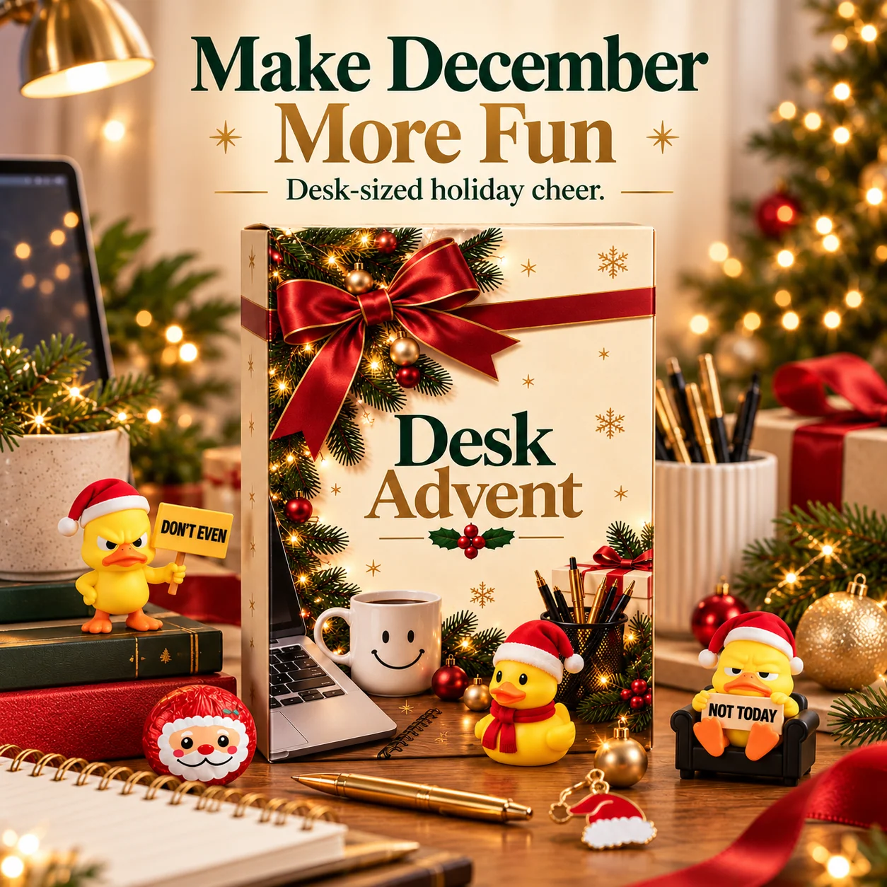 Fun miniature desk decorations from a Christmas advent calendar