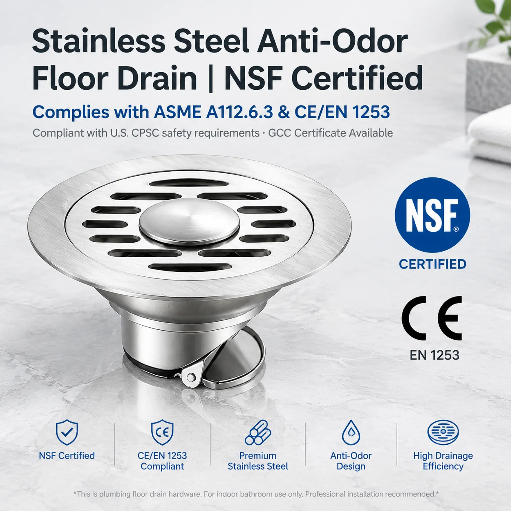 Thickened stainless steel floor drain