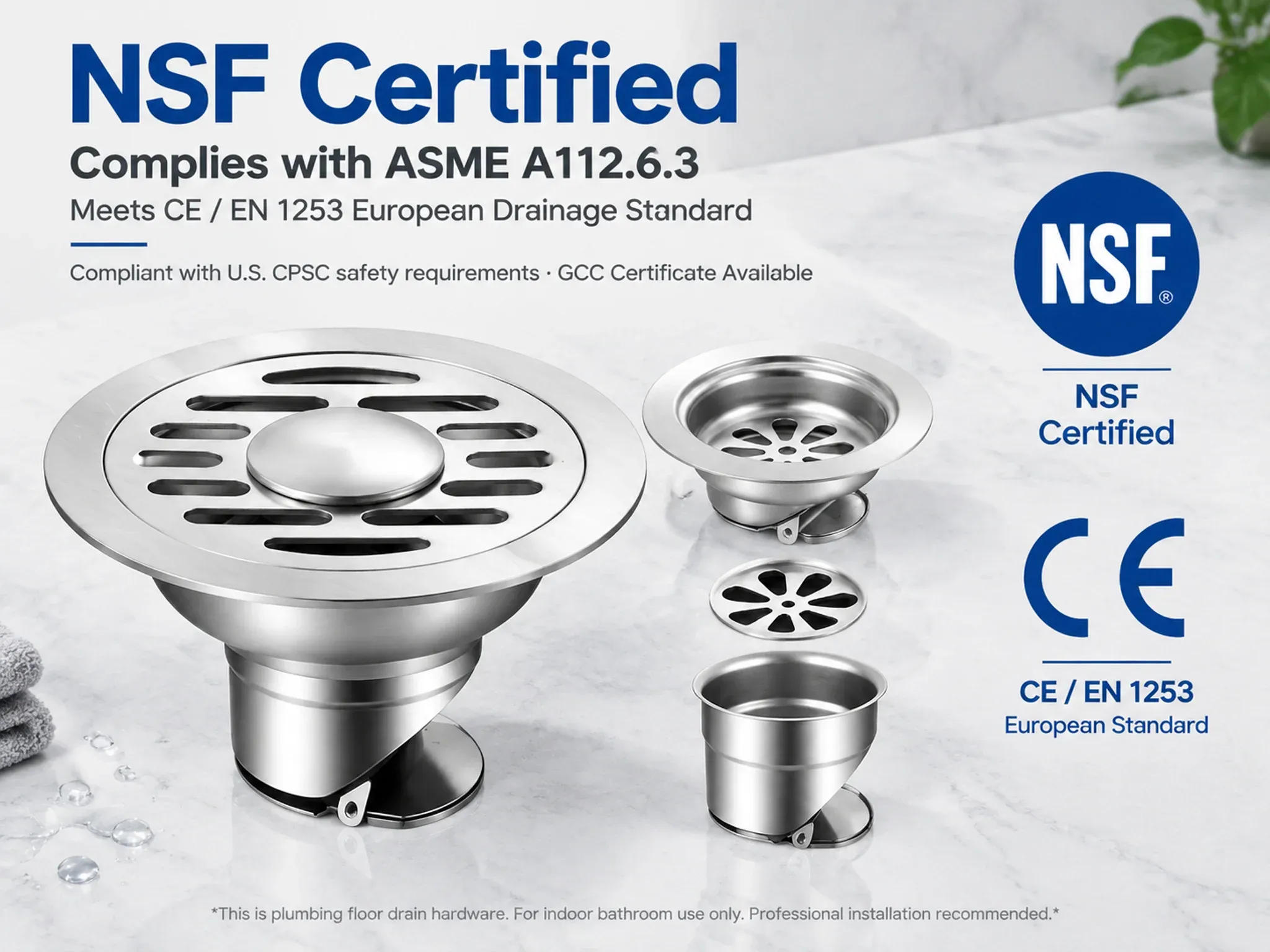 Thickened stainless steel floor drain product detail