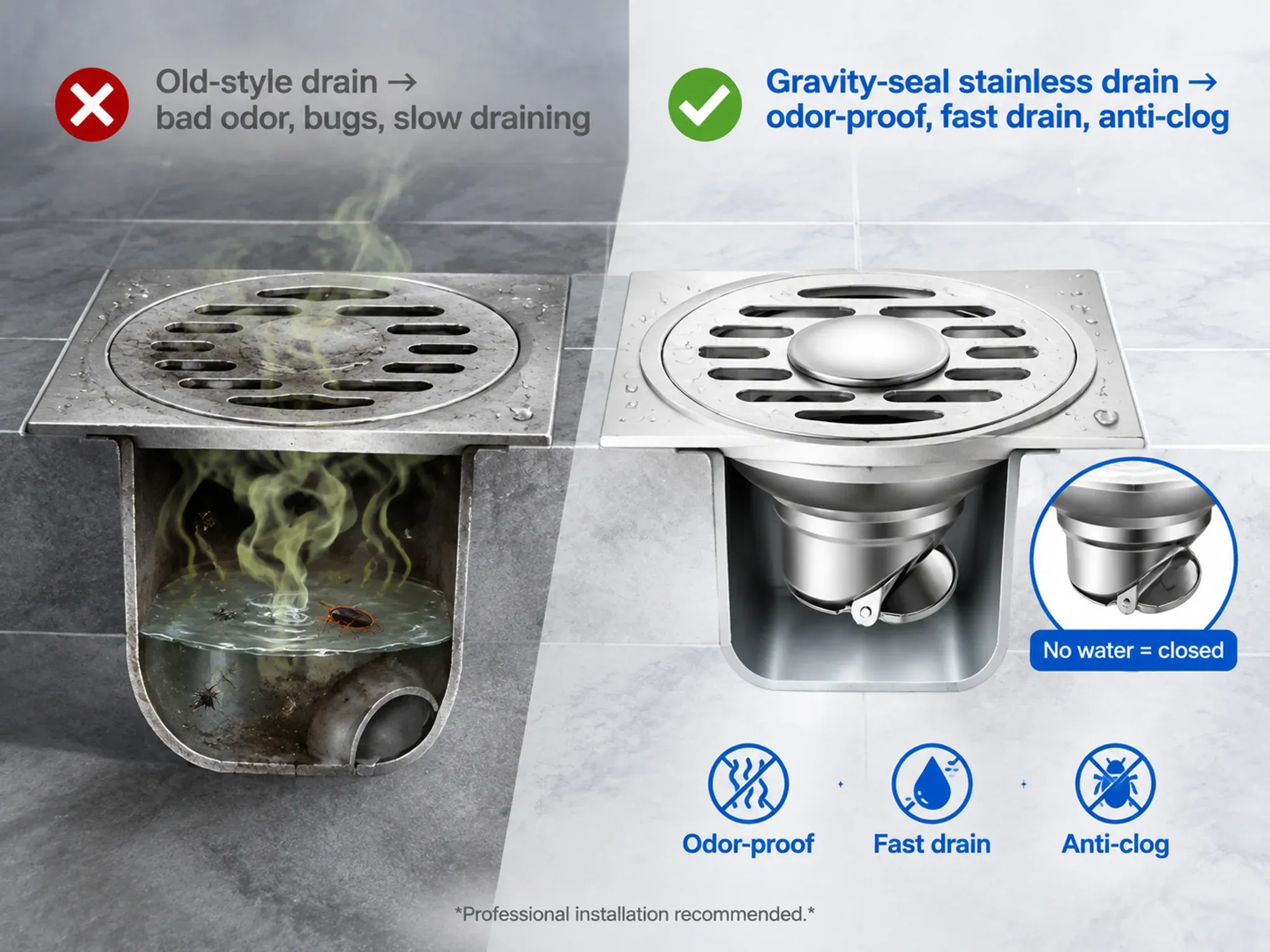 Thickened stainless steel floor drain product detail
