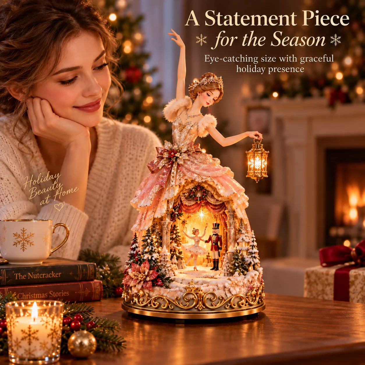 Winter Ballerina Story Lamp Christmas statement piece
