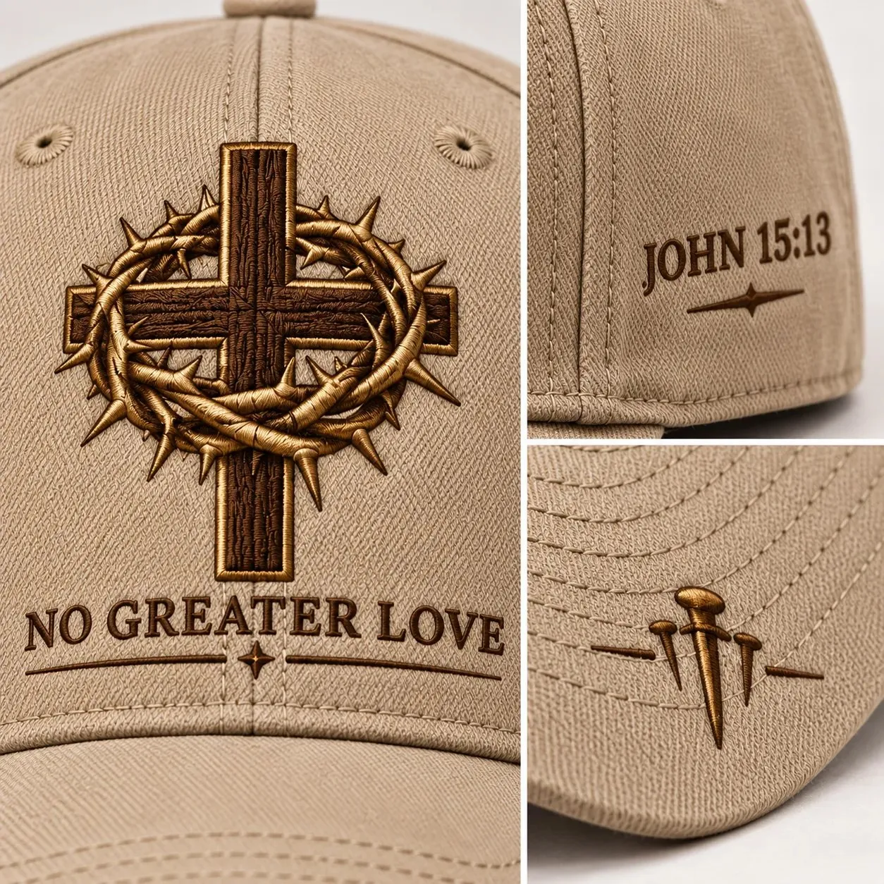 Christian cap with crown of thorns and cross design