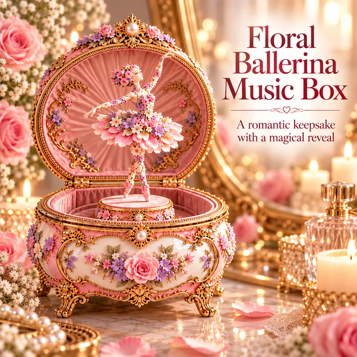 Floral ballerina music box romantic keepsake