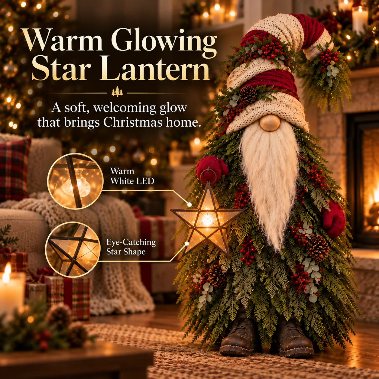 Warm glowing star lantern detail