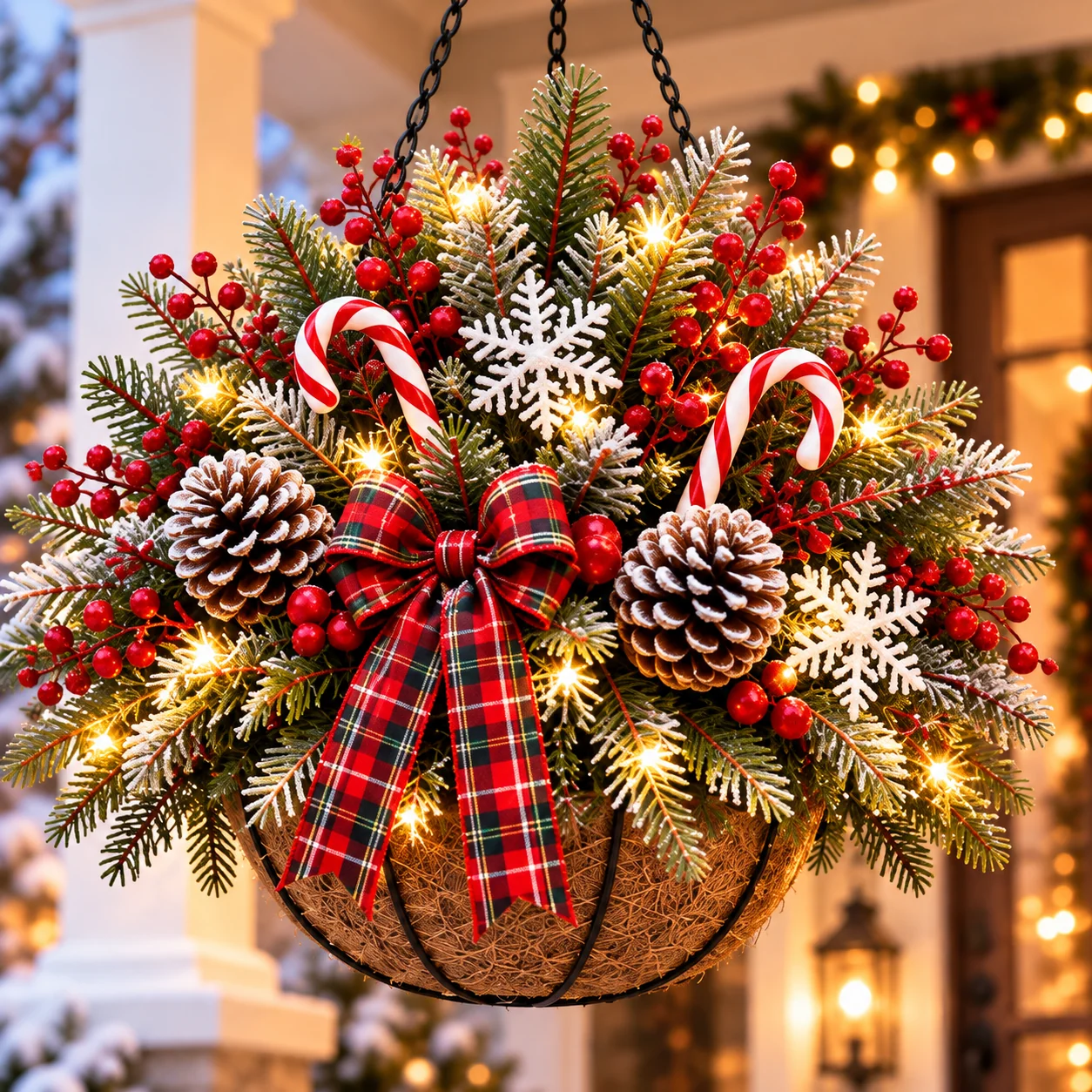 Detailed Christmas hanging basket