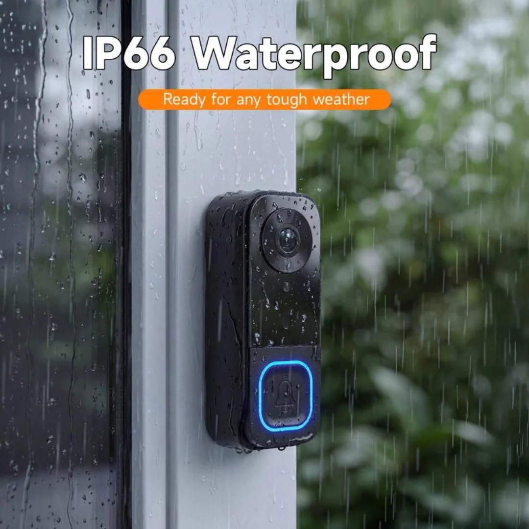 IP66 waterproof EntryView doorbell in rainy weather