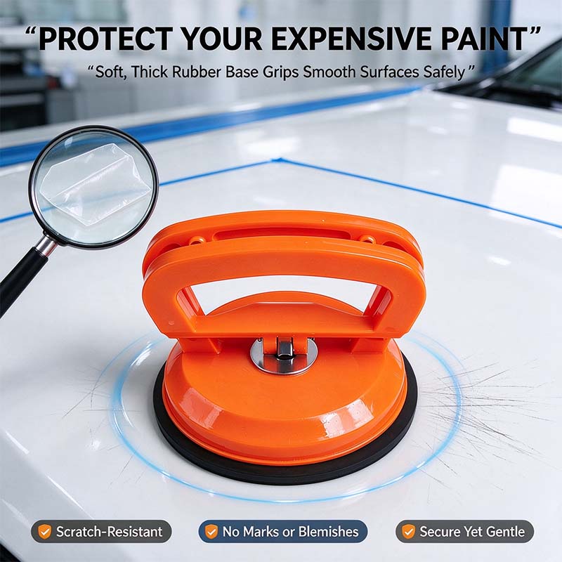 Four simple steps for car dent suction pulling