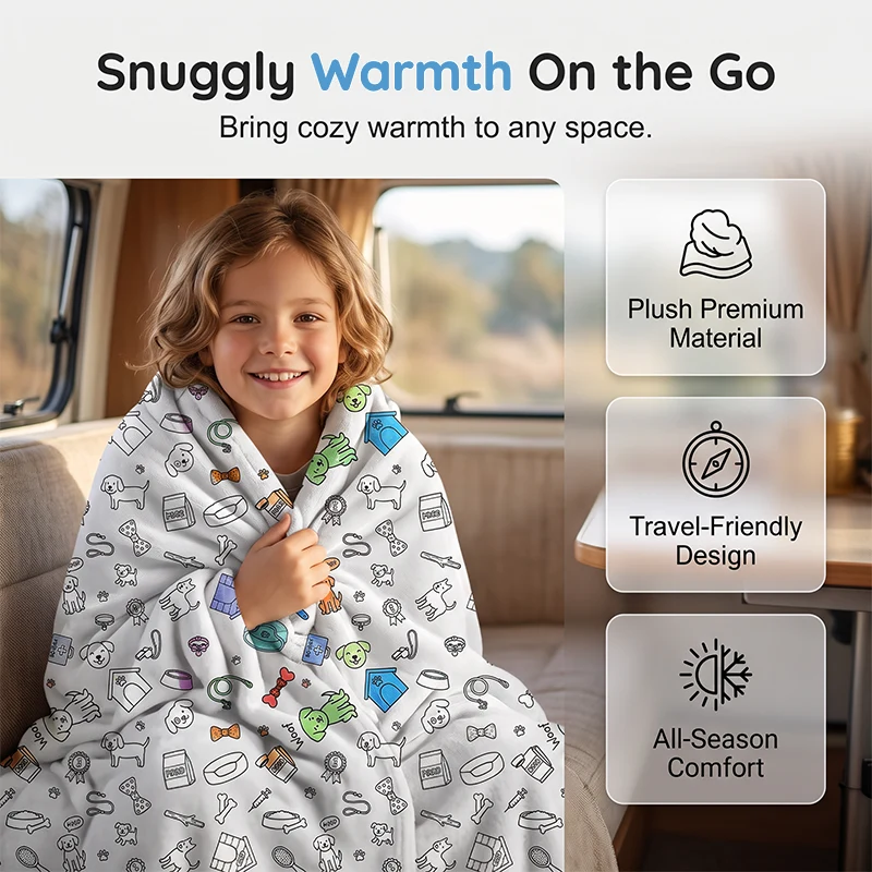 Portable creative coloring blanket for travel and home