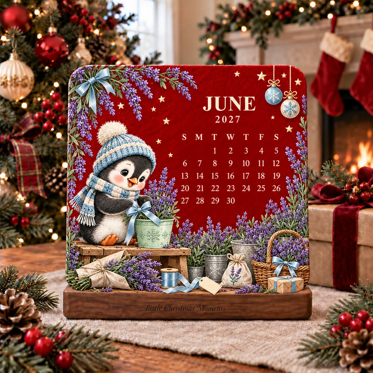 2027 botanical seed calendar styled as a desk display